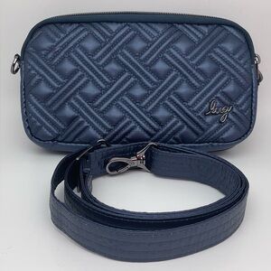 lug XL Coupe Convertible metallic Blue Quilted Crossbody/ Belt Bag